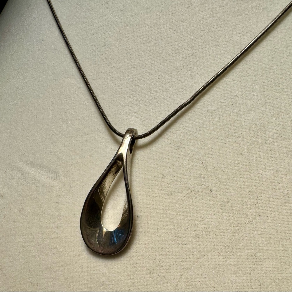Sleek Sterling Silver Teardrop Necklace